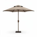 Parasola met een diameter van 300 cm in beige polyester met een stevige metalen voet