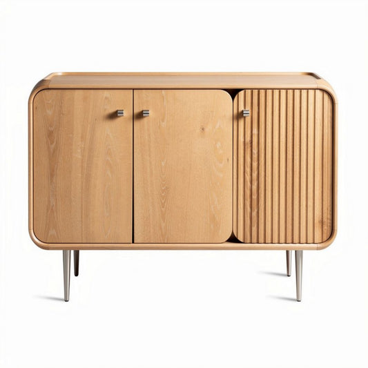 Houten kast met twee deuren en metalen poten 80 x 40 x 70cm