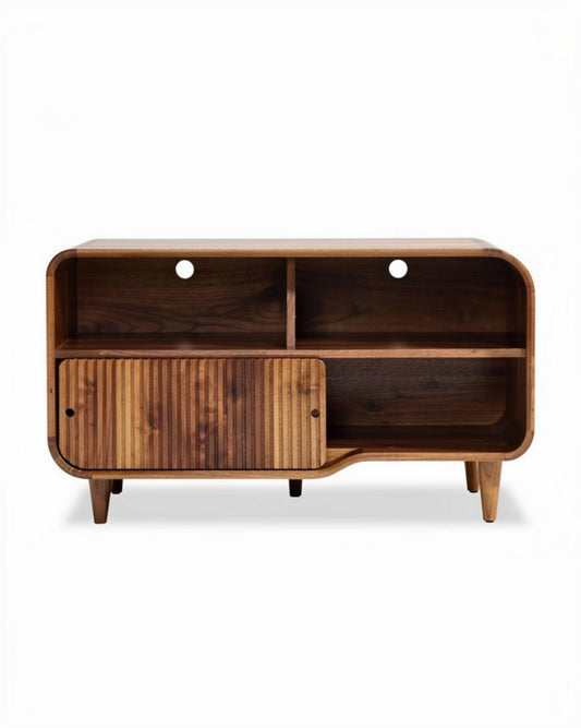 Houten tv-kast met open schappen en lade 120 x 40 x 60cm