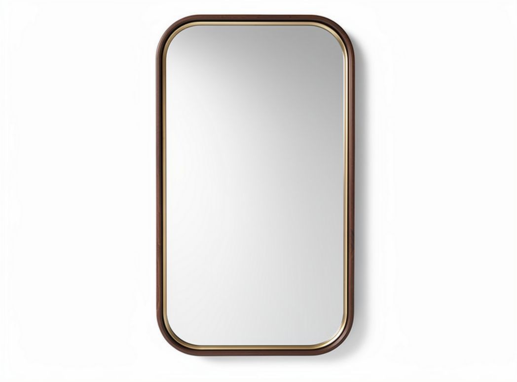 Spiegel met bruin frame en gouden rand 90 x 60 x 5cm voor wanddecoratie