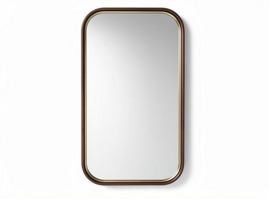 Spiegel met bruin frame en gouden rand 90 x 60 x 5cm voor wanddecoratie