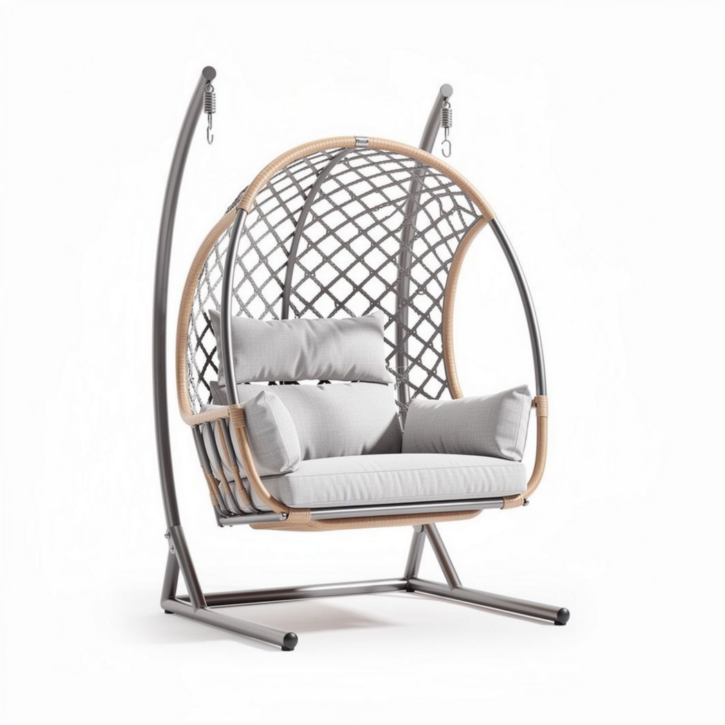 Hangstoel met stalen frame en zachte kussens van polyester 120 x 80 x 120cm