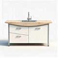 Keukenunit met houten blad en roestvrijstalen spoelbak 120 x 60 x 85cm