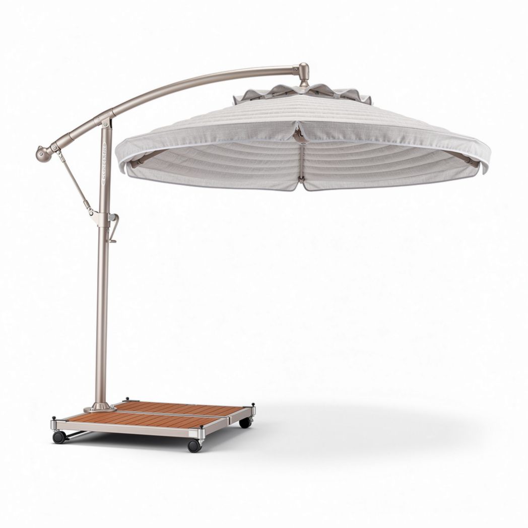 Parasol met aluminium frame en houten voet 250 x 250 x 300cm grijs