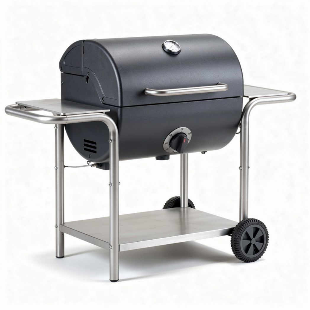 Houtskool barbecue met metalen frame en wielen 70 x 45 x 50cm zwart