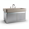 Dubbel wastafel 80 x 40 x 30cm met keramisch bovenblad en metalen onderstel
