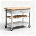 Keukenwagen met houten blad en metalen onderstel 80 x 45 x 90cm