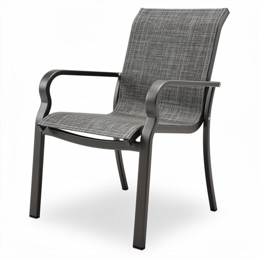 Tuinstoel van aluminium met textileen zitting in grijs 60 x 60 x 85cm