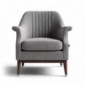 Grijze stoffen fauteuil met houten poten en ribbelontwerp 80 x 80 x 85cm