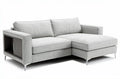 Hoekbank van lichtgrijs stof met open opbergvak 200 x 90 x 75cm