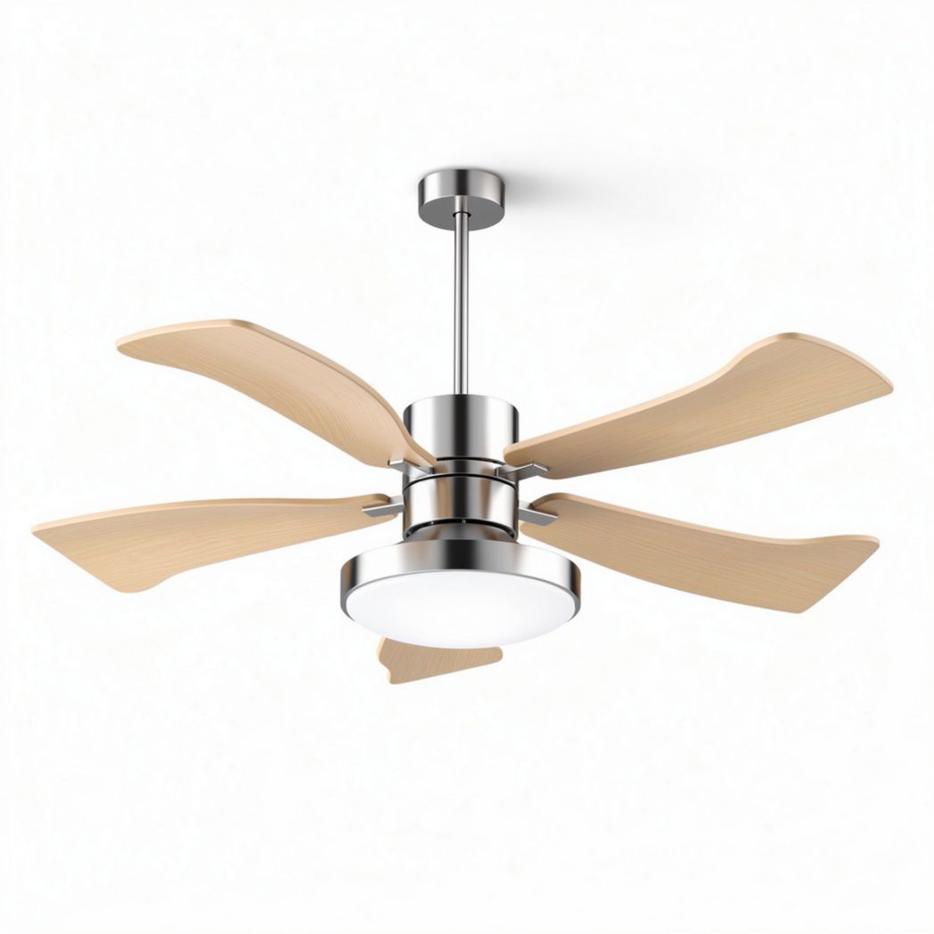 Hangende plafondventilator met ledverlichting en houten bladen 40 x 40 x 30cm