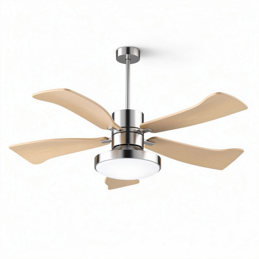 Hangende plafondventilator met ledverlichting en houten bladen 40 x 40 x 30cm