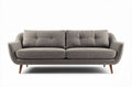 grijze 3-zitsbank van stof met houten poten 180 x 80 x 85cm